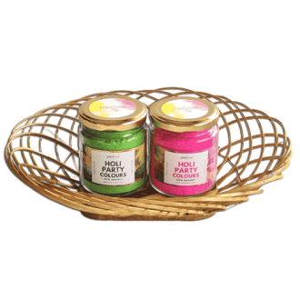 Herbal Petals Holi Abir/Gulal in Decorative Bamboo Basket Combo Offer
