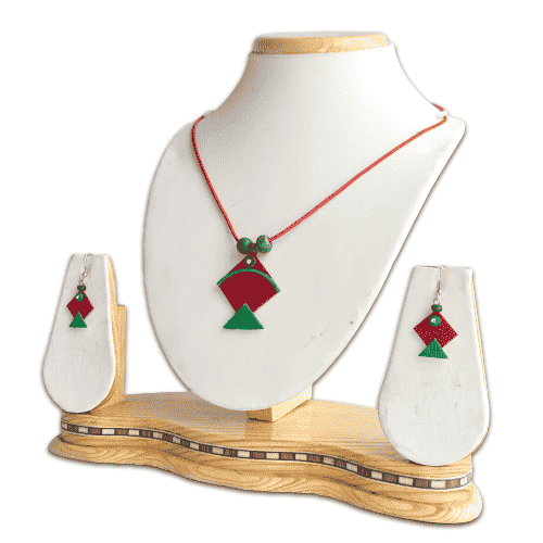 Fly High Kite Jute Pendant Earrings Set - Image 2
