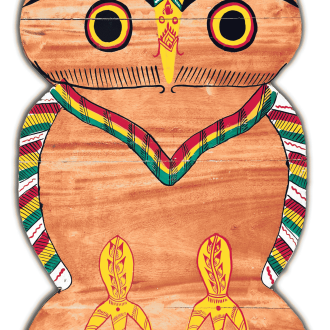 Gamhar Wood Owl Shaped Coffee/Nesting/Side/DecorativeHandicraft Table (23x19x21 inches), Beige