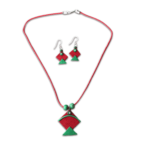 Fly High Kite Jute Pendant Earrings Set - Image 4