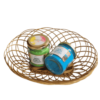 Herbal Petals Holi Abir/Gulal in Decorative Bamboo Basket Combo