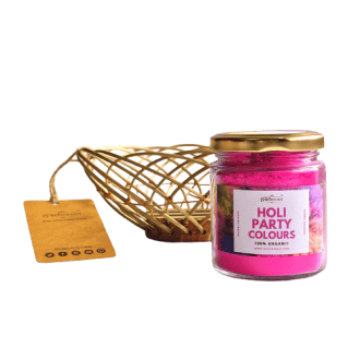 Herbal Petals Holi Gulal in Bamboo Basket Mini Combo