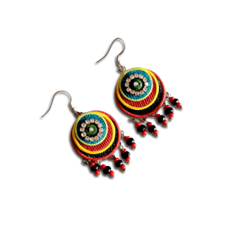 Circle Of Joy Multicolour Jute Earrings