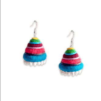 Rainbow Jute Jhumka Earrings