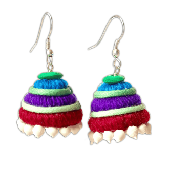 Jute tricolour small jhumkas