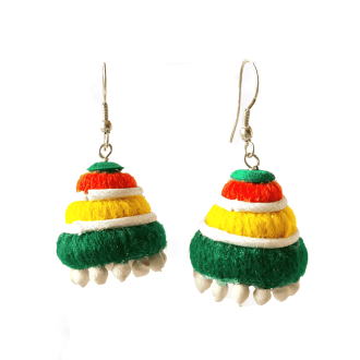 Jute Tricolor Small Jhumka for Women